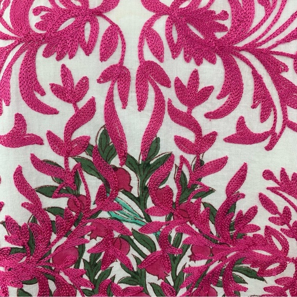 Anthropologie Sue Sartor Kaftan Shift Midi Dress Large Embroidered Bell Sleeve - Picture 10 of 15